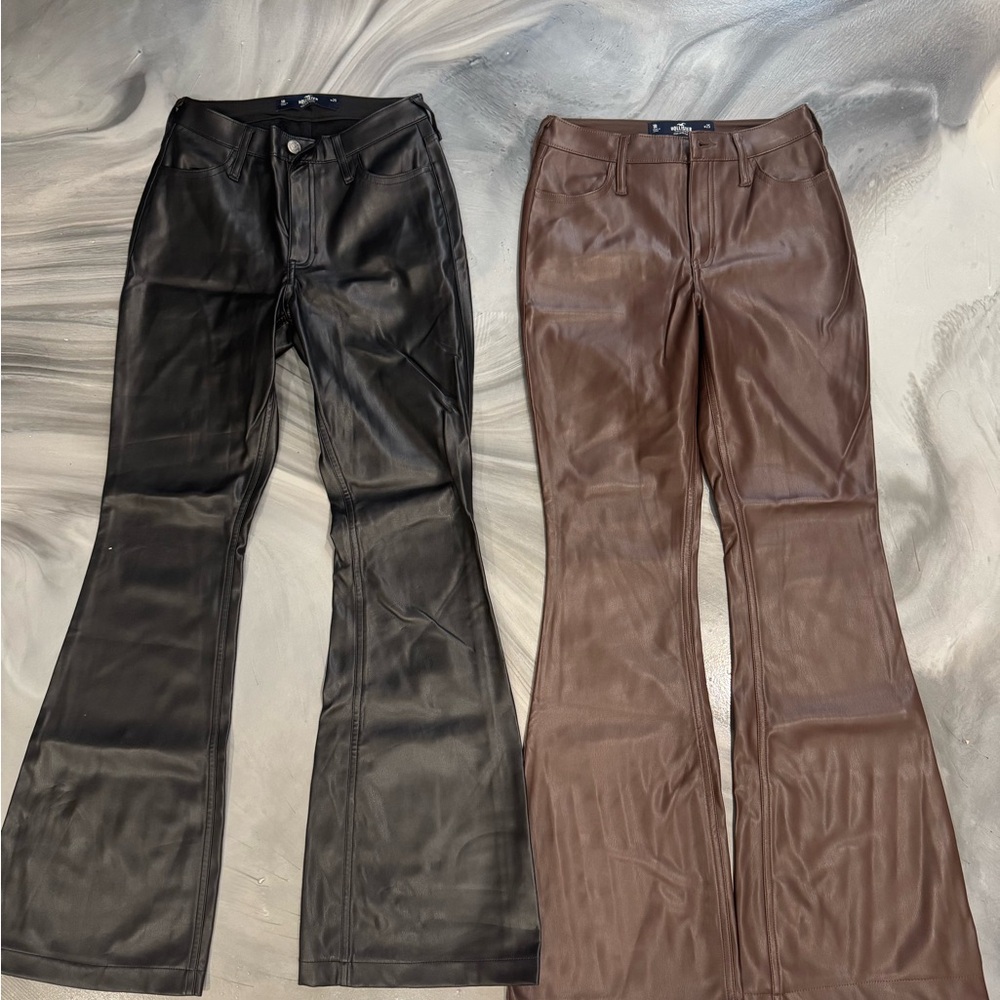 Hollister flare leather jeans
